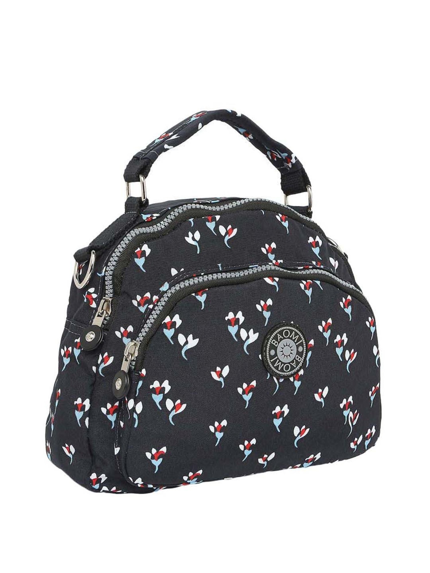 Baomi Black Printed Medium Cross Body Bag