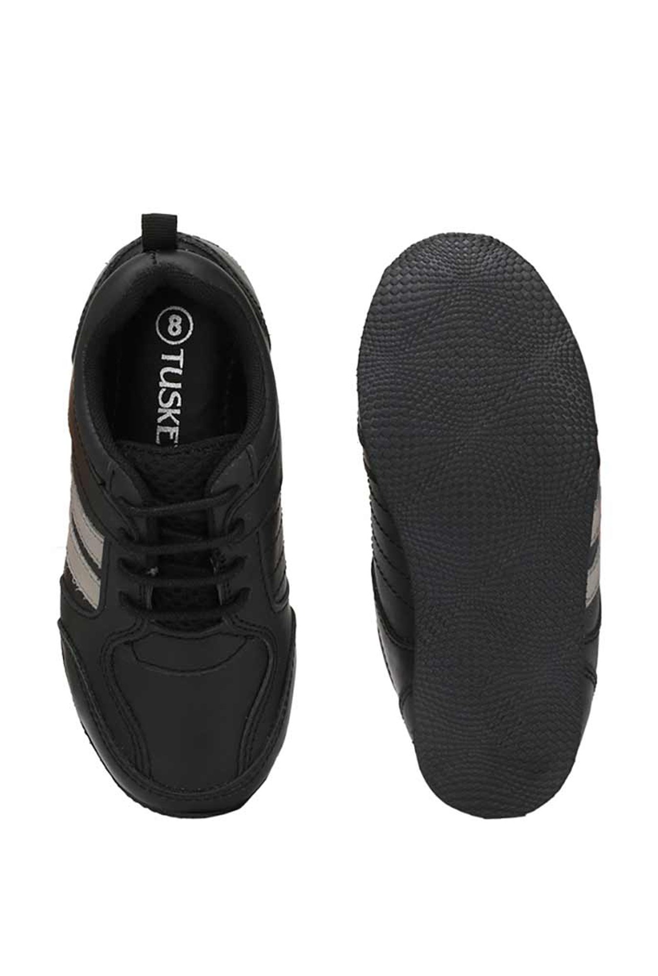 Tuskey Kids Black Leather Sneakers