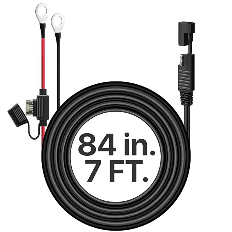 Extra Long 84" / 7FT SAE Quick Disconnect to 2-Pin Ring Terminal Battery Power Cord Tender Cable Wire Extension Kit for Motorcycle ATV UTV