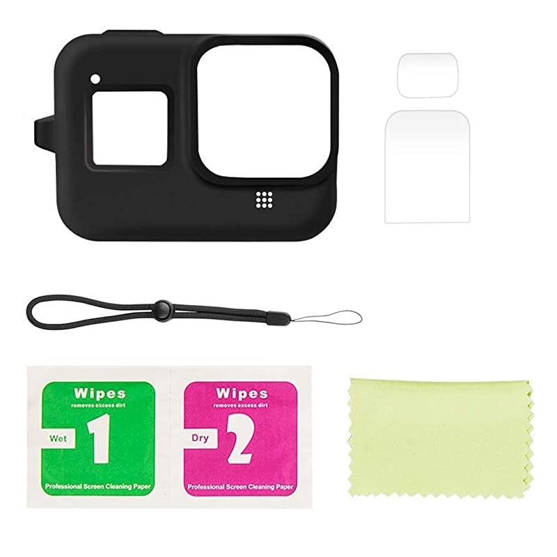 Protective Silicone Sleeve Cases + Lanyard for GoPro Hero 8 Black Accessories Soft Rubber Frame Cover Case Protection for Go Pro Hero8 (Hero8 Black Sleeve Case)