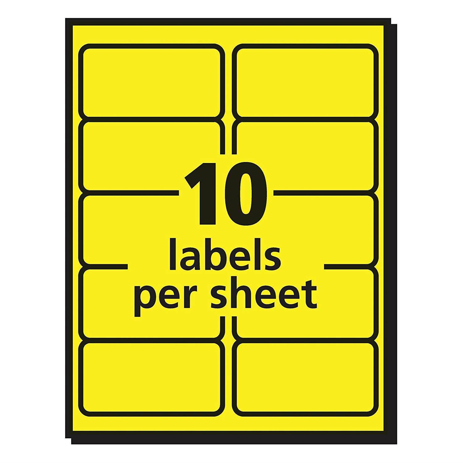 Avery High Visibility 2 x 4 Inch Labels, Assorted Fluorescent Colors 150 Pack (5978)