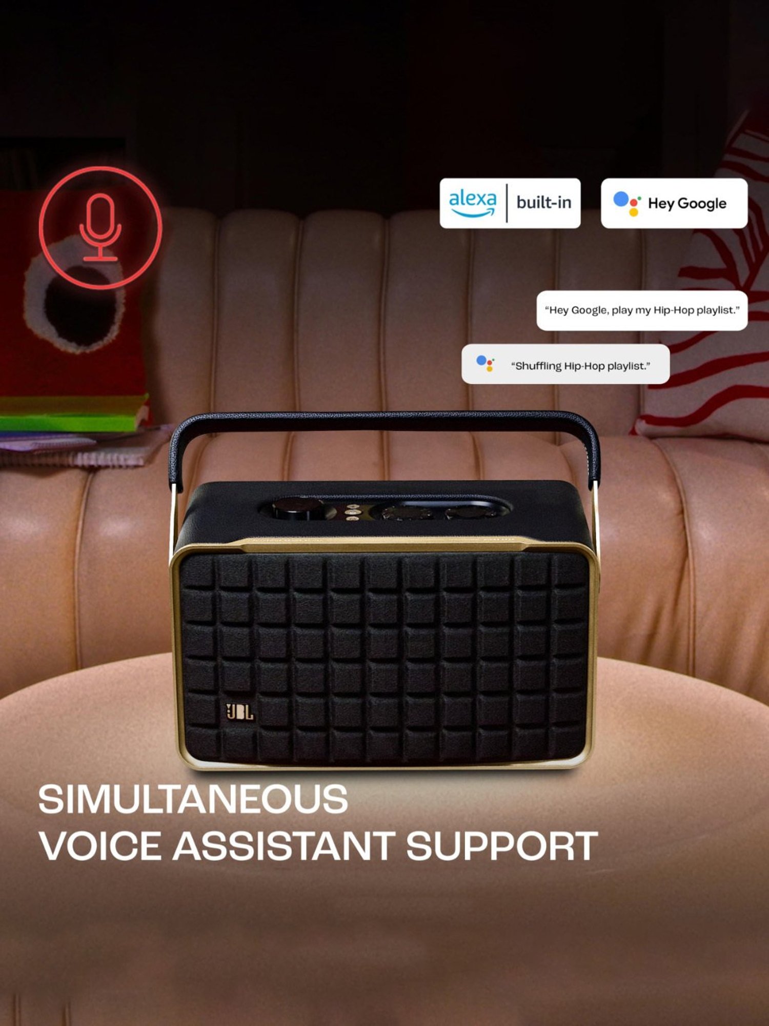 JBL Authentics 300, Portable Smart Home Wifi Speaker with Upto 8Hrs Playtime & Retro Design (Black)