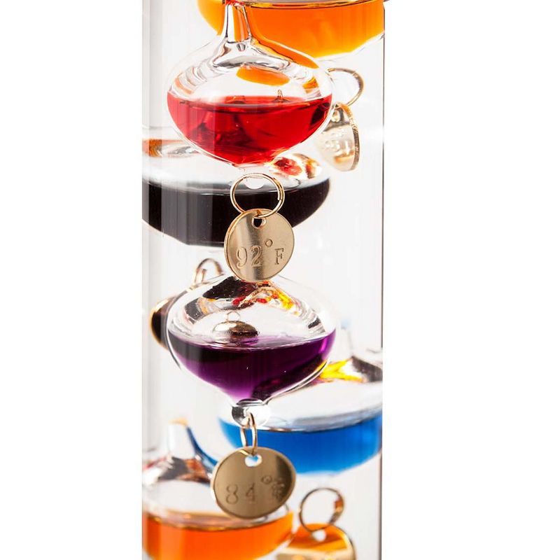 Wind & Weather Clear Glass Tabletop Galileo Thermometer with Colorful Temperature Markers