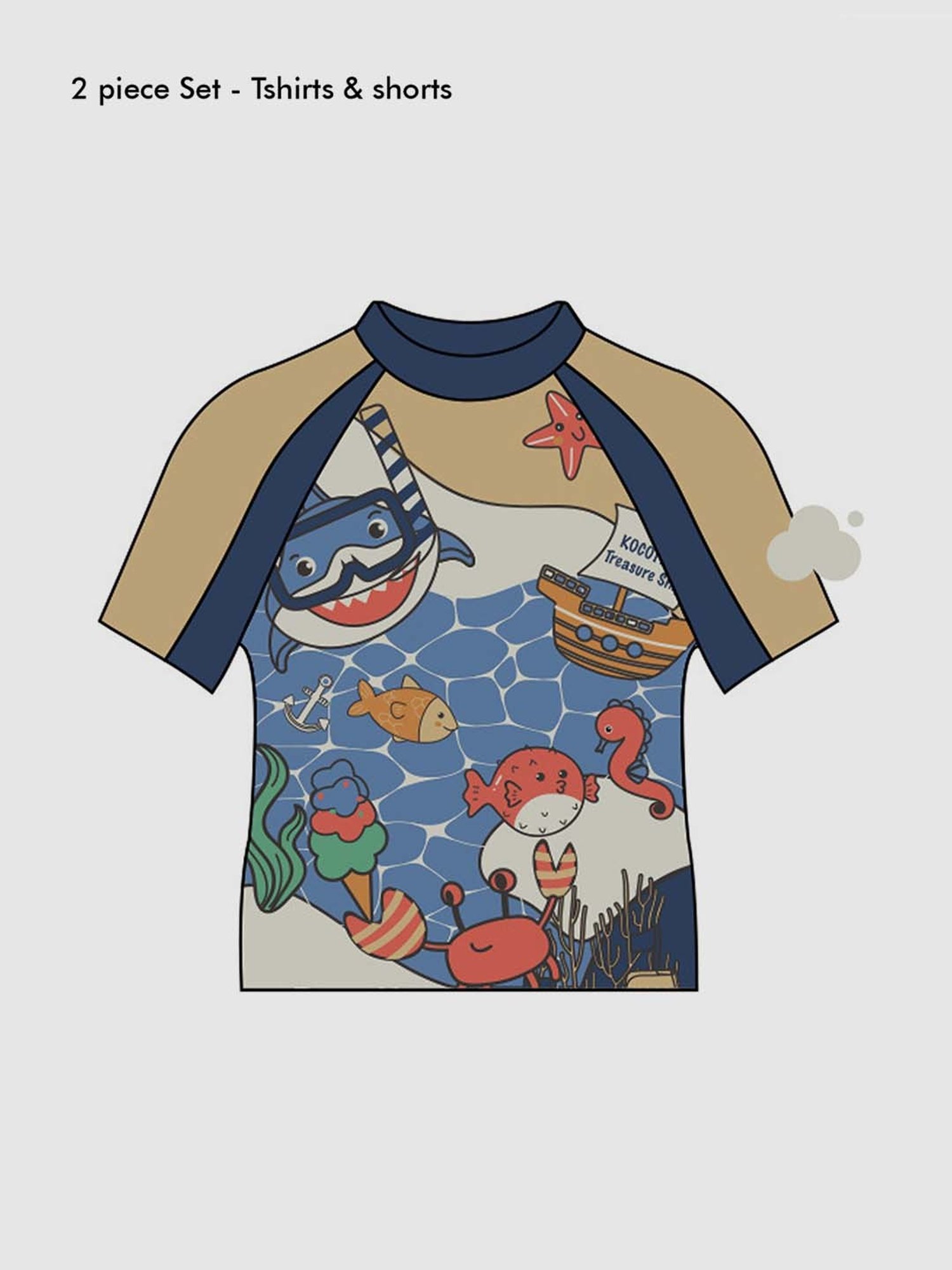 Little Surprise Box Kids Navy & Yellow Printed T-Shirt Set