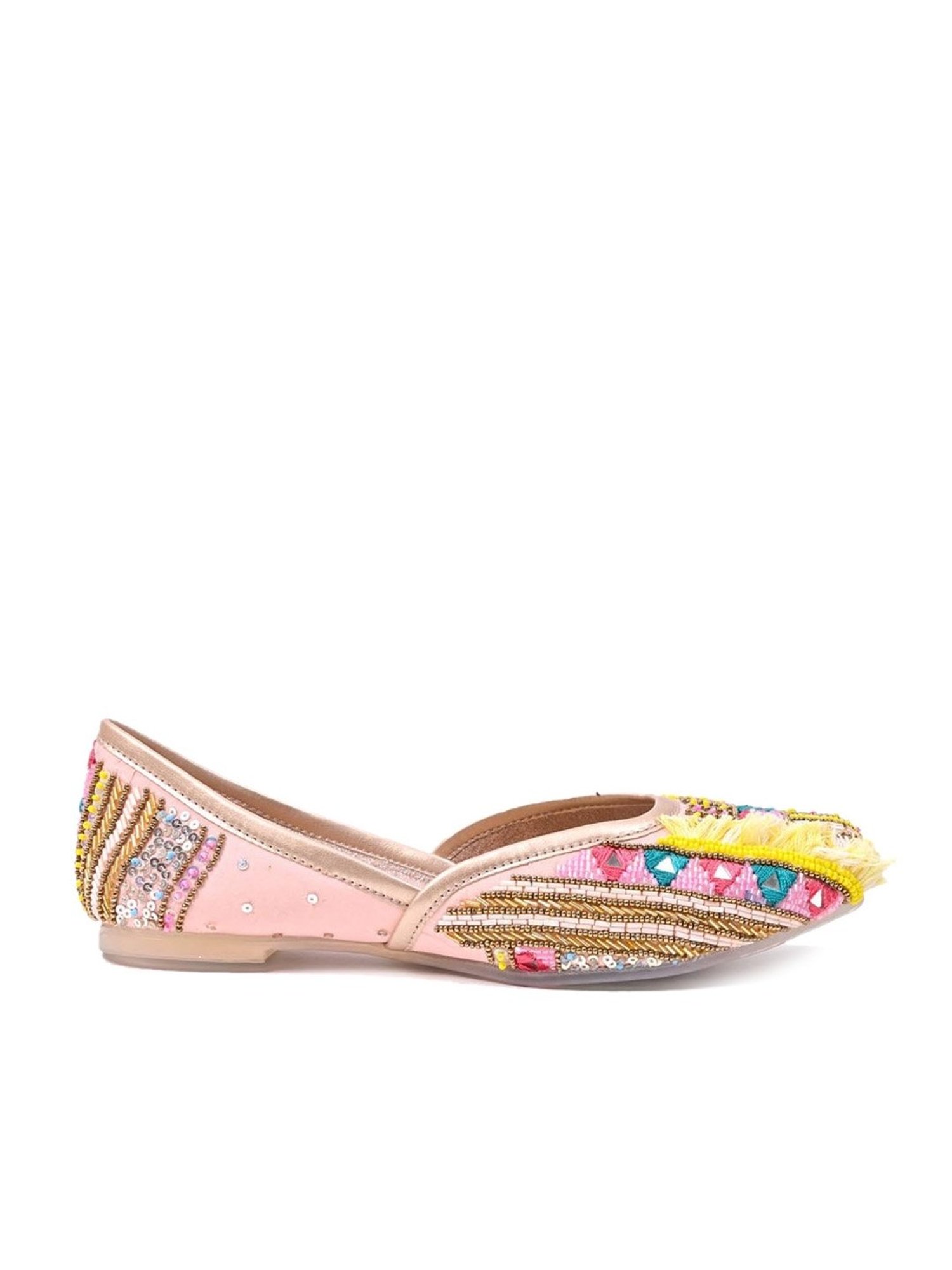 Jove Women's Pink Ethnic Juttis