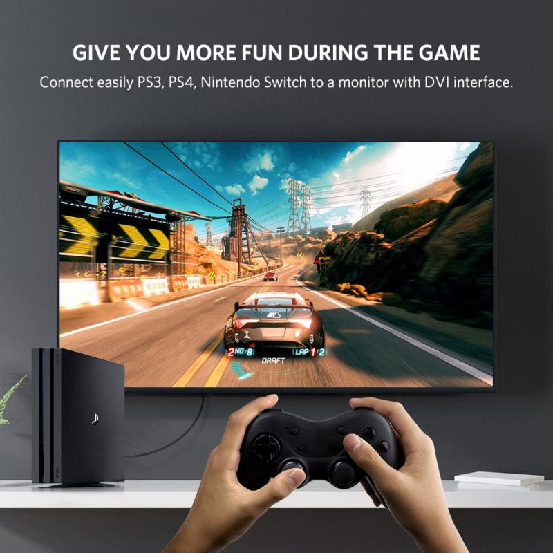 DVI to HDMI Adapter, DVI-D 24+1Male to HDMI Female High Speed Adapter Converter Gold Plated Support 1080P for HDTV, Plasma, DVD, Projector, Computer