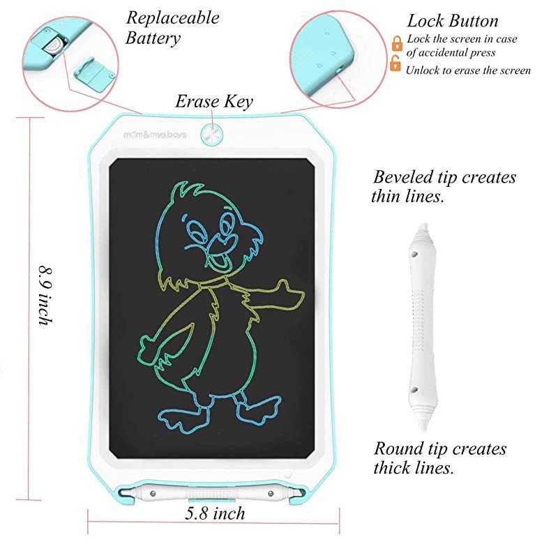 8.5 inch Electronic Drawing Pads for Kids,Portable Reusable Erasable Writer,Elder Message Board,Gifts for 4-8 Yr Old Boys Girls,Digital Handwriting Pad Doodle Board for Children(Blue-CC)