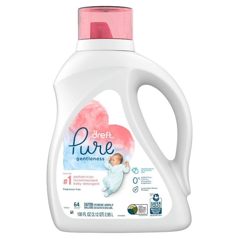 Dreft Pure Gentleness Fragrance Free Liquid Baby Detergent - 100 fl oz