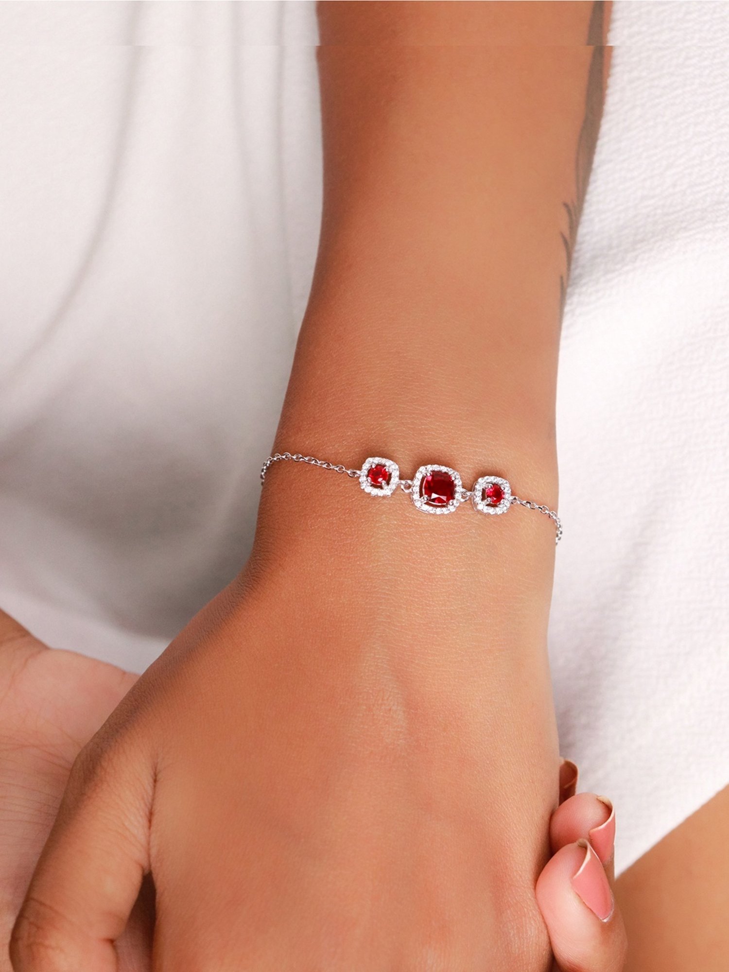 Silberry 92.5 Sterling Silver Red Royalty Bracelet