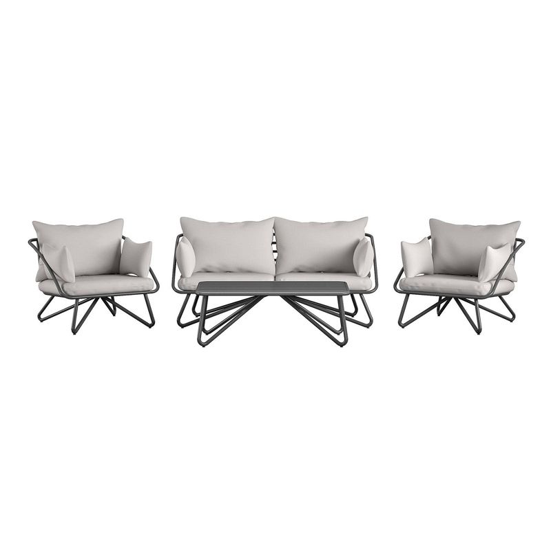Teddi 4pc Outdoor Conversation Seating Set - Charcoal - Novogr