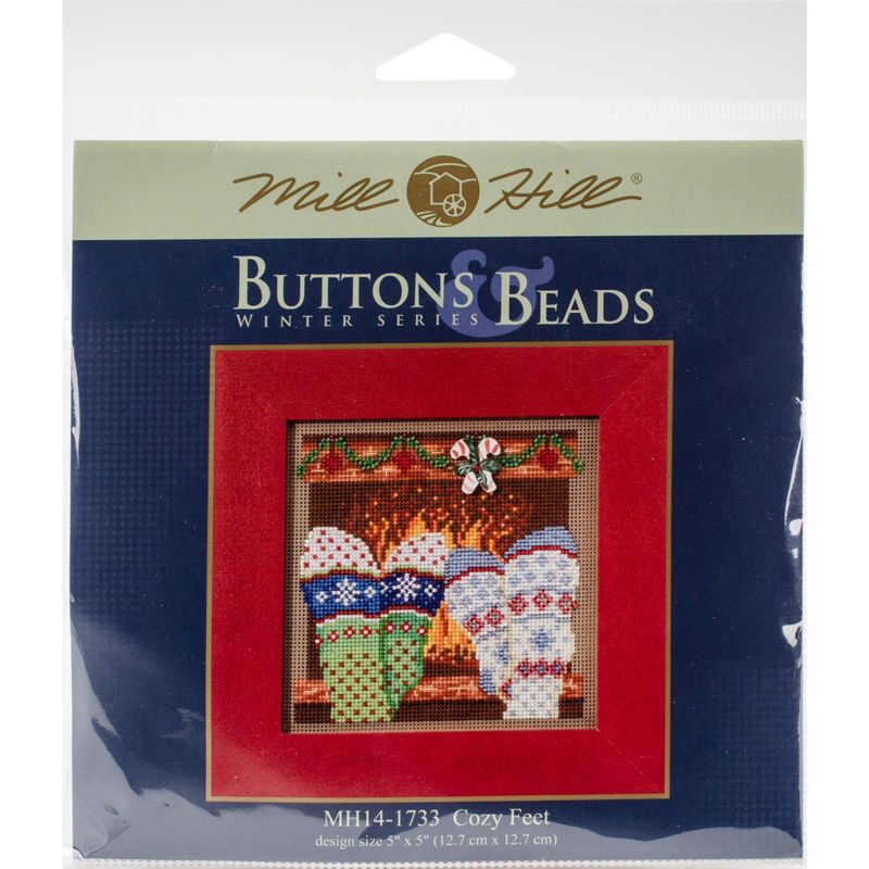Mill Hill Buttons & Beads Counted Cross Stitch Kit 5"X5"-Cozy Feet (14 Count)