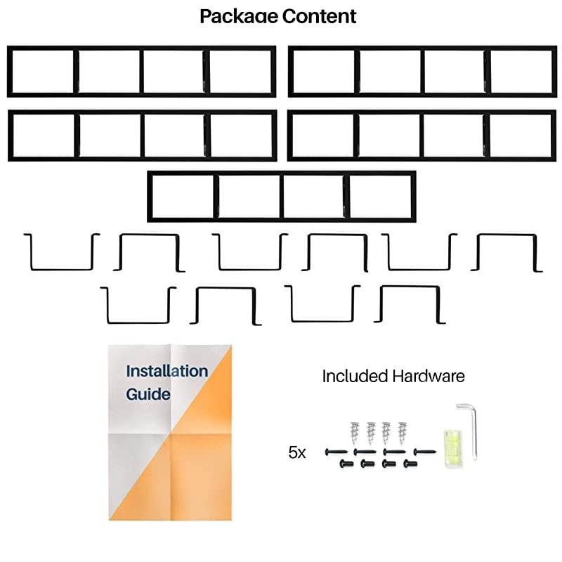 Have Space Wall Mount 34 Inch Media Storage Rack CD DVD Organizer Metal Floating Shelf Set of 5 Black