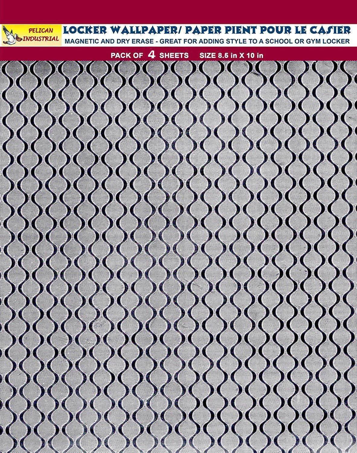 Magnetic Locker Wallpaper - Dry Erasable Glitter Sparkles Designs, Embossed Foil - Full Sheet Magnetic - Pack of 4 Sheets - Silver