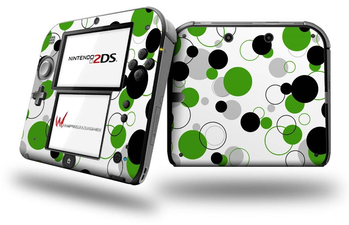 Lots of Dots Green on White - Decal Style Vinyl Skin fits Nintendo 2DS