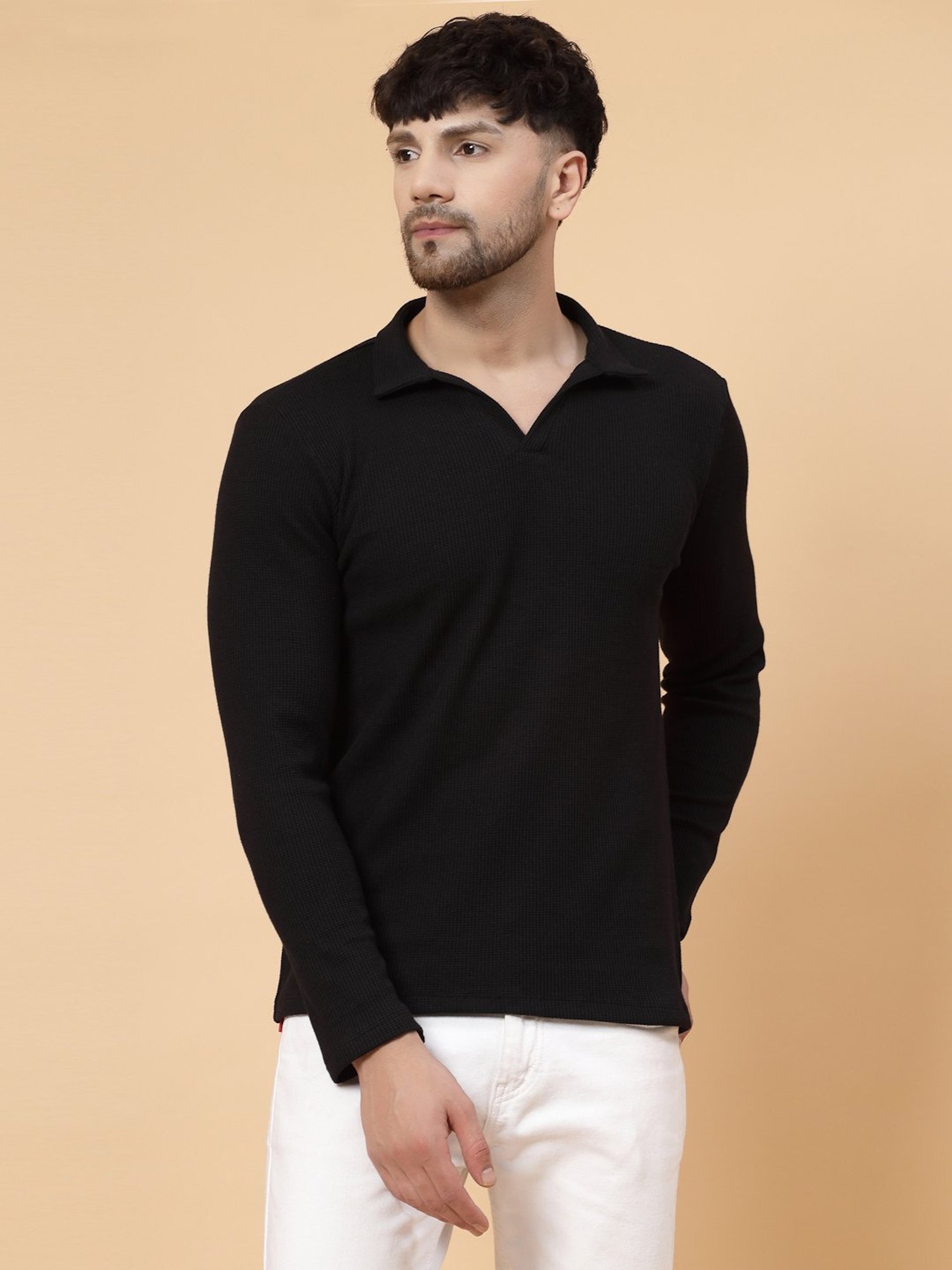 Rigo Black Regular Fit Printed Polo T-Shirt