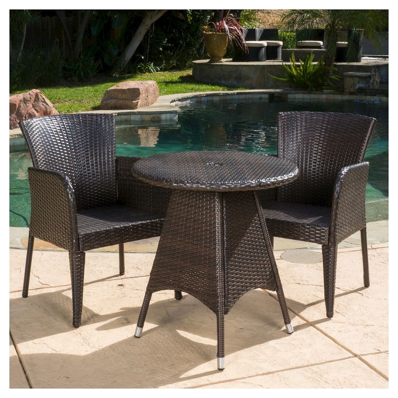La Sola 3pc Metal Bistro Set - Black/Bronze - Christopher Knight Home
