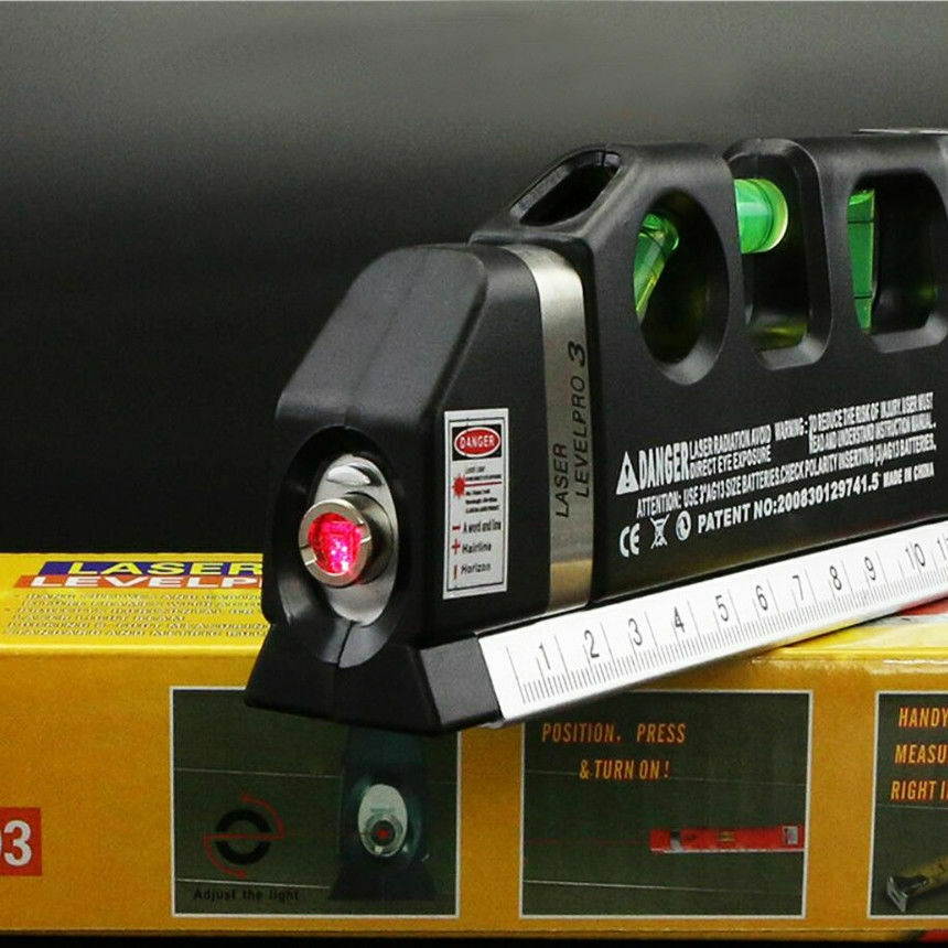 NEW Multipurpose Laser Level Vertical Horizon Measuring Tape Aligner Ruler Steel