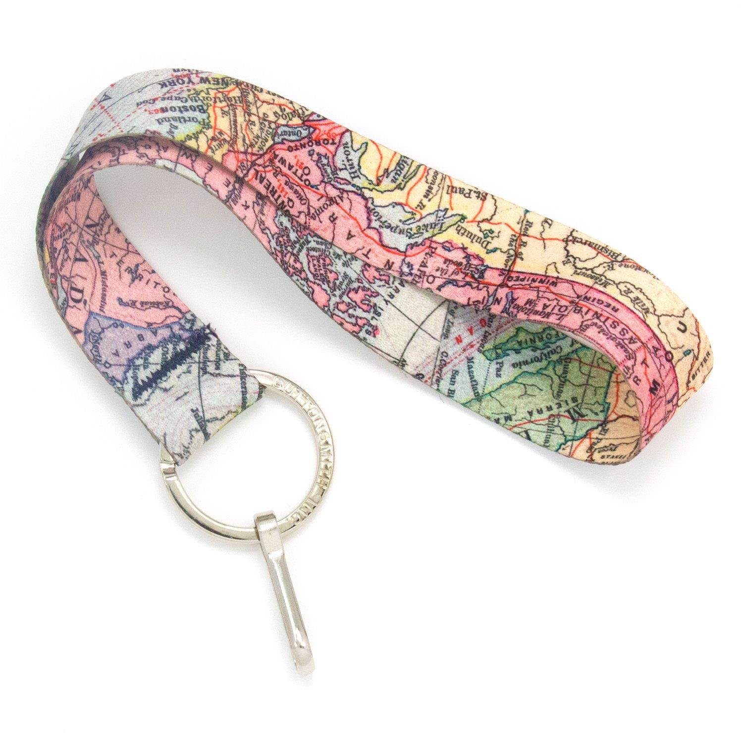 Buttonsmith Vintage Map Premium Wristlet - Made in USA