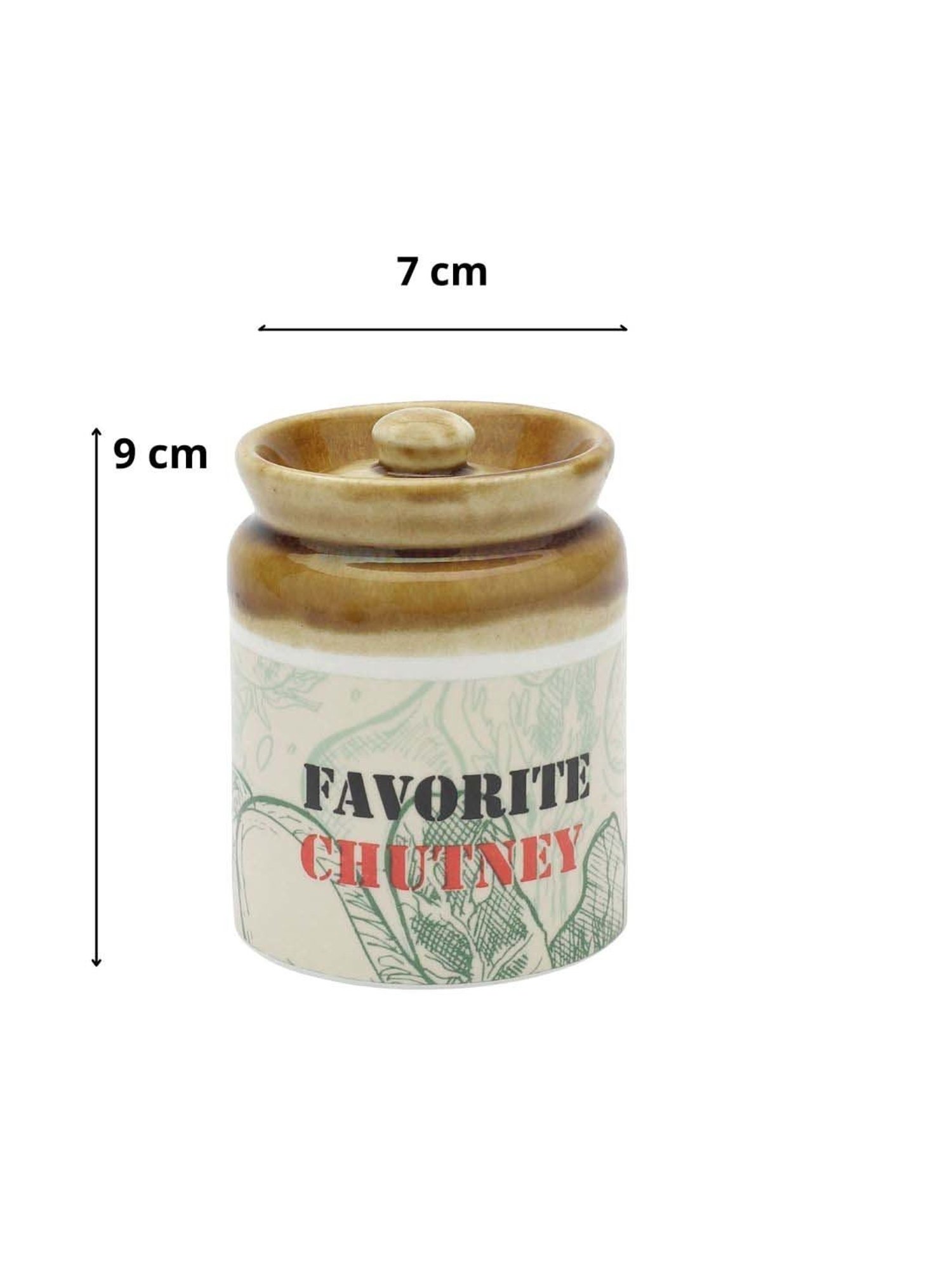 Clay Craft Off-White & Brown Ceramic Pickle Jar (0.35 L)