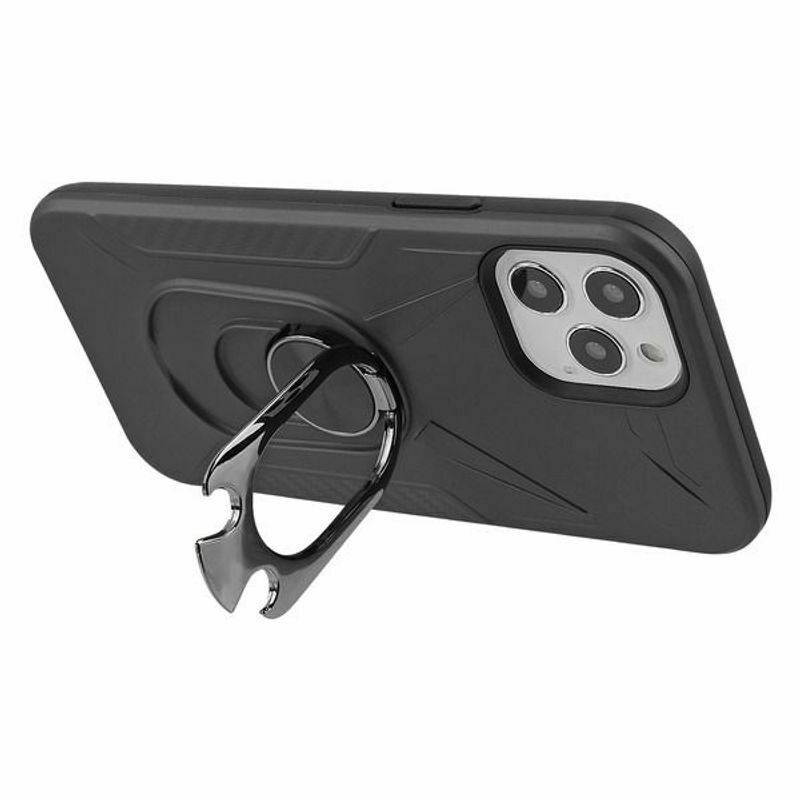 For iPhone 12 Pro Max 6.7" Black Hard Hybrid Case w/ Ring Holder