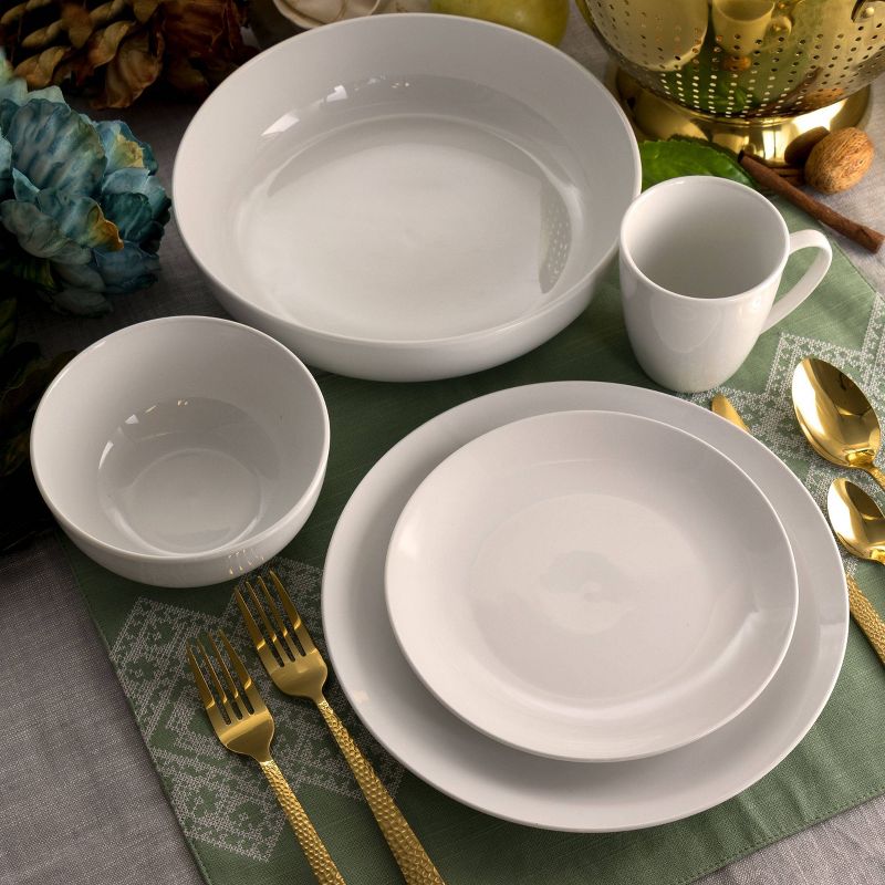 18pc Porcelain Owen Dinnerware Set White - Elama