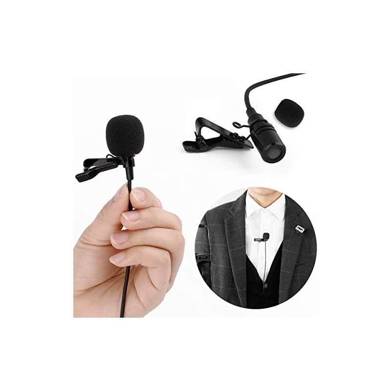59 inch Wired Lavalier Lapel Microphone, 2 Pack 3.5mm Portable Clip on Omnidirectional Mic Condenser for Recording Podcast PC Laptop Android iPhone YouTube Interview ASMR