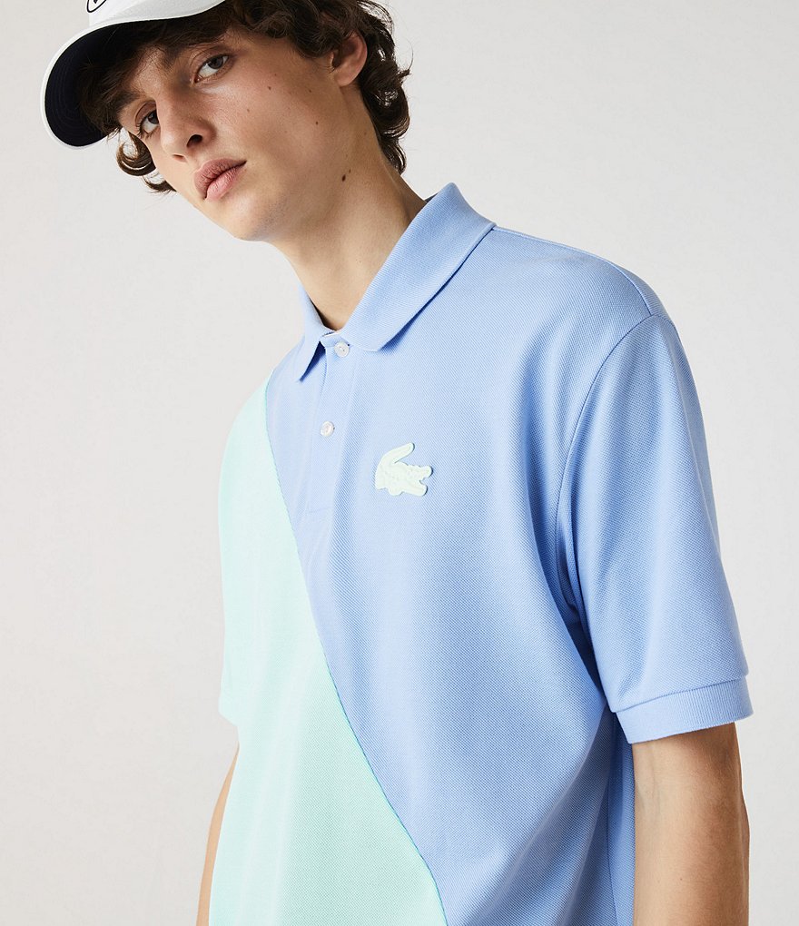 Lacoste Diagonal Color Block Pique Short-Sleeve Polo Shirt