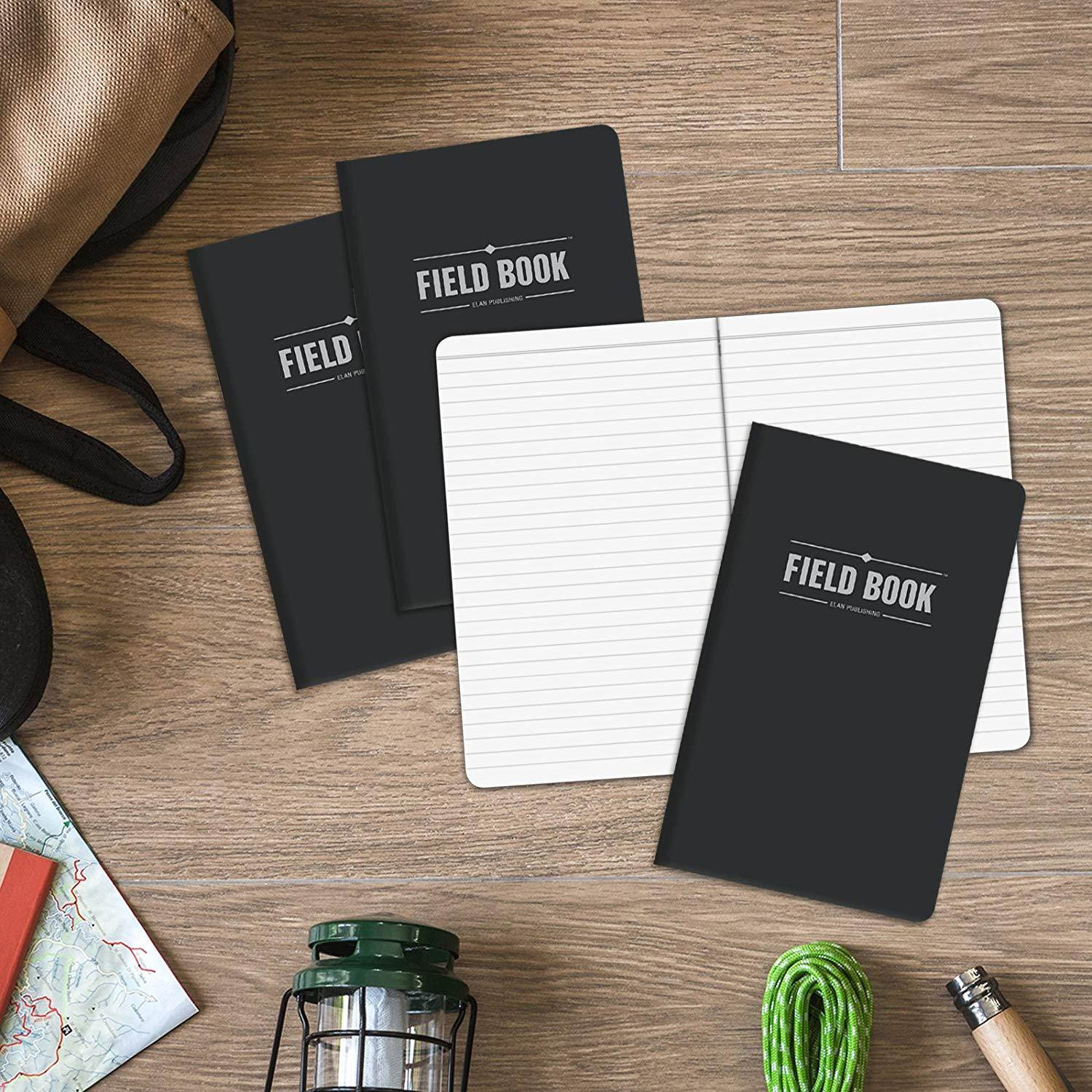Field Notebook - 5"x8" - Black - Lined Memo Book - Pack of 4