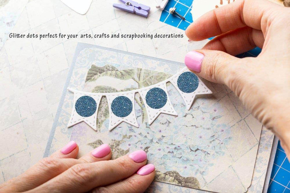 Sparkly Round Dot 1" - Kids Crafts Stickers - 25 mm - one inch rounds blue glitter sticker - 120 pack