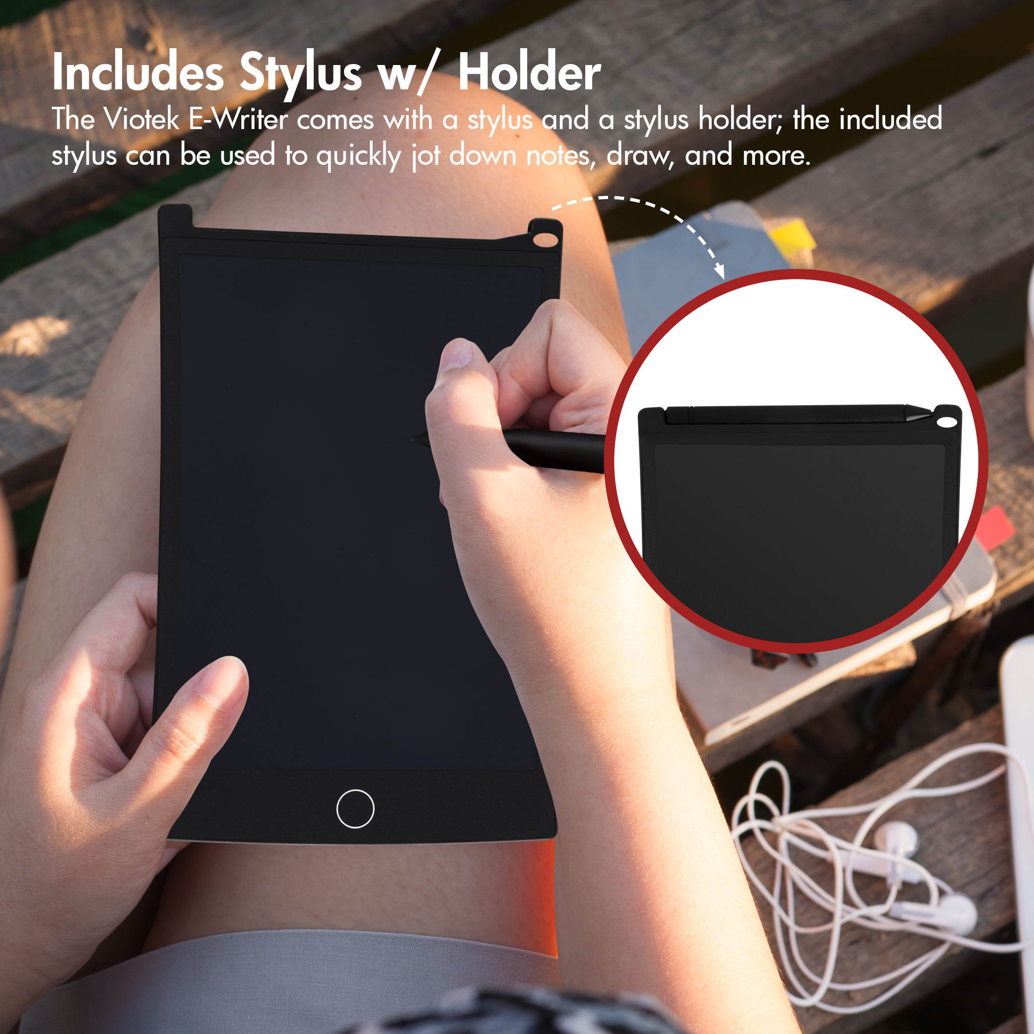 Viotek EWriter Writing Tablet - 8.5&rdquo; Writing Surface with Viotek Eye-Guard Technology, Comes with Stylus and Stylus Holder, Lightweight, Green Ink Markings, 4 Magnets  - LCD Drawing Tablet