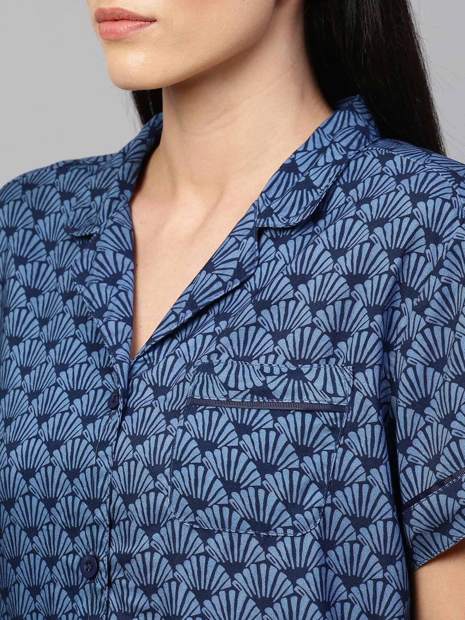 Chemistry Blue Printed Shirt With Pyjamas