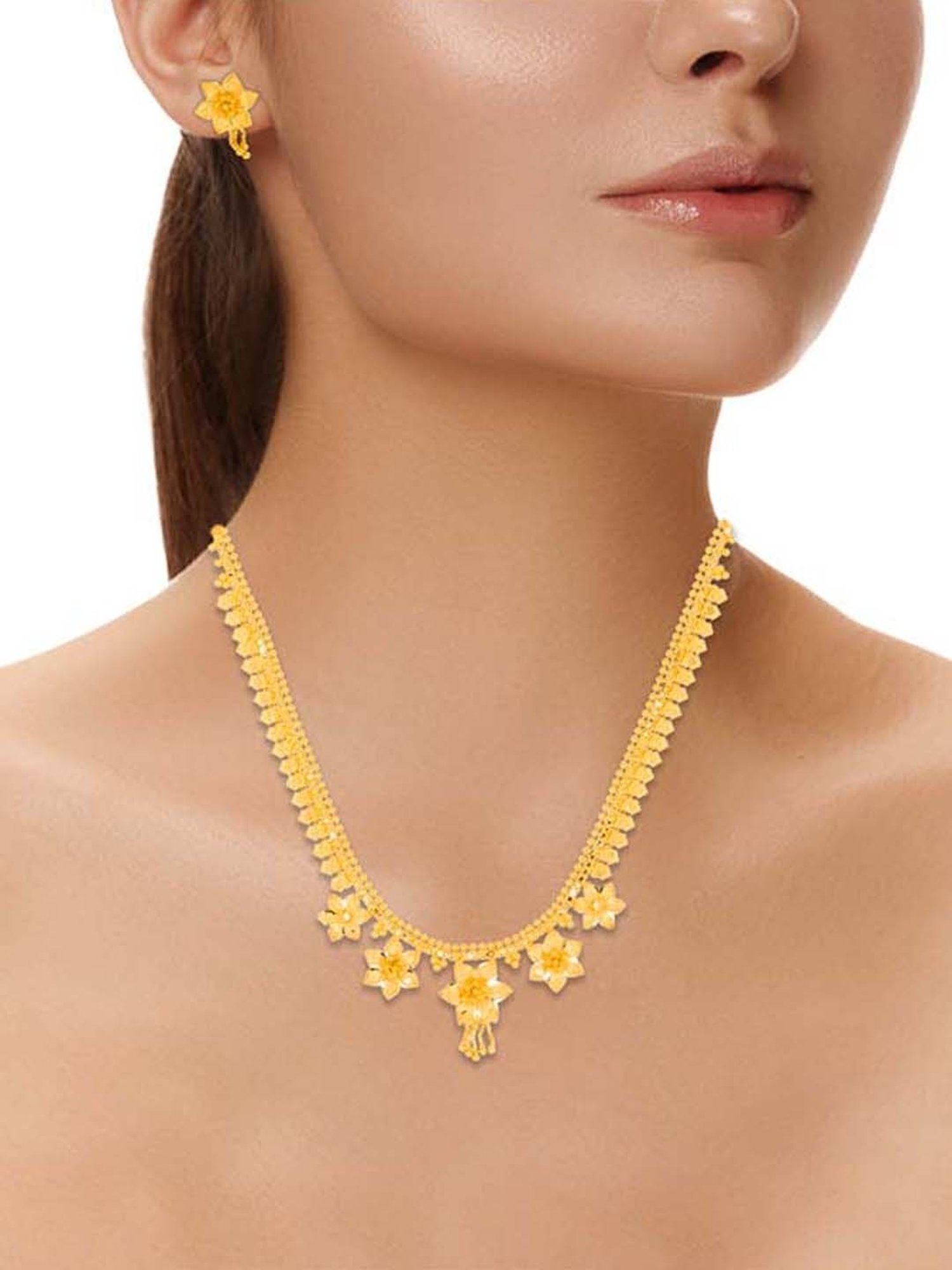 Waman Hari Pethe Jewellers 22k Gold Necklace Set for Women
