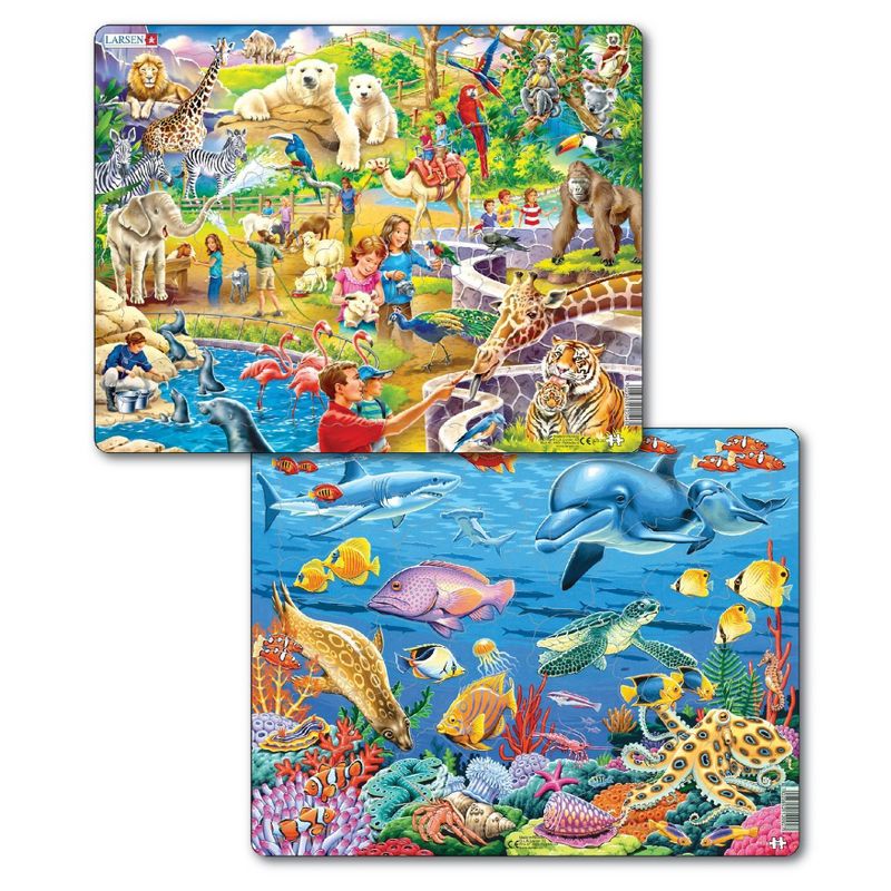 Larsen Puzzles Zoo & Ocean Kids Puzzle Set - 2pk