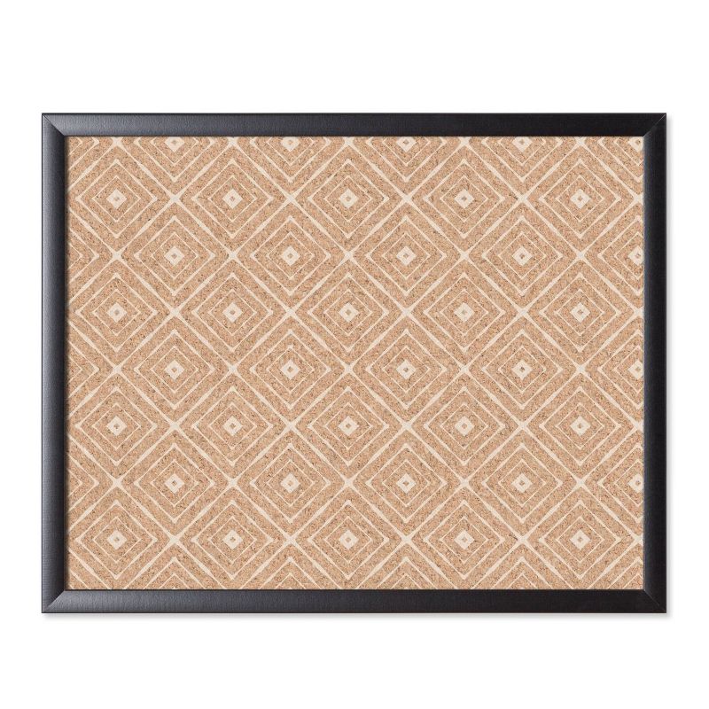 U Brands 20"x16" Fashion Cork Bulletin Board Black MDF Frame