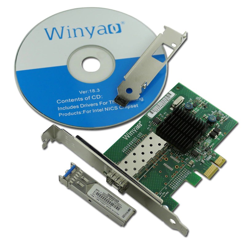 PCIe X1 Gigabit Fiber Ethernet Card w/ Single Mode 1310nm 10km LC Optical Module