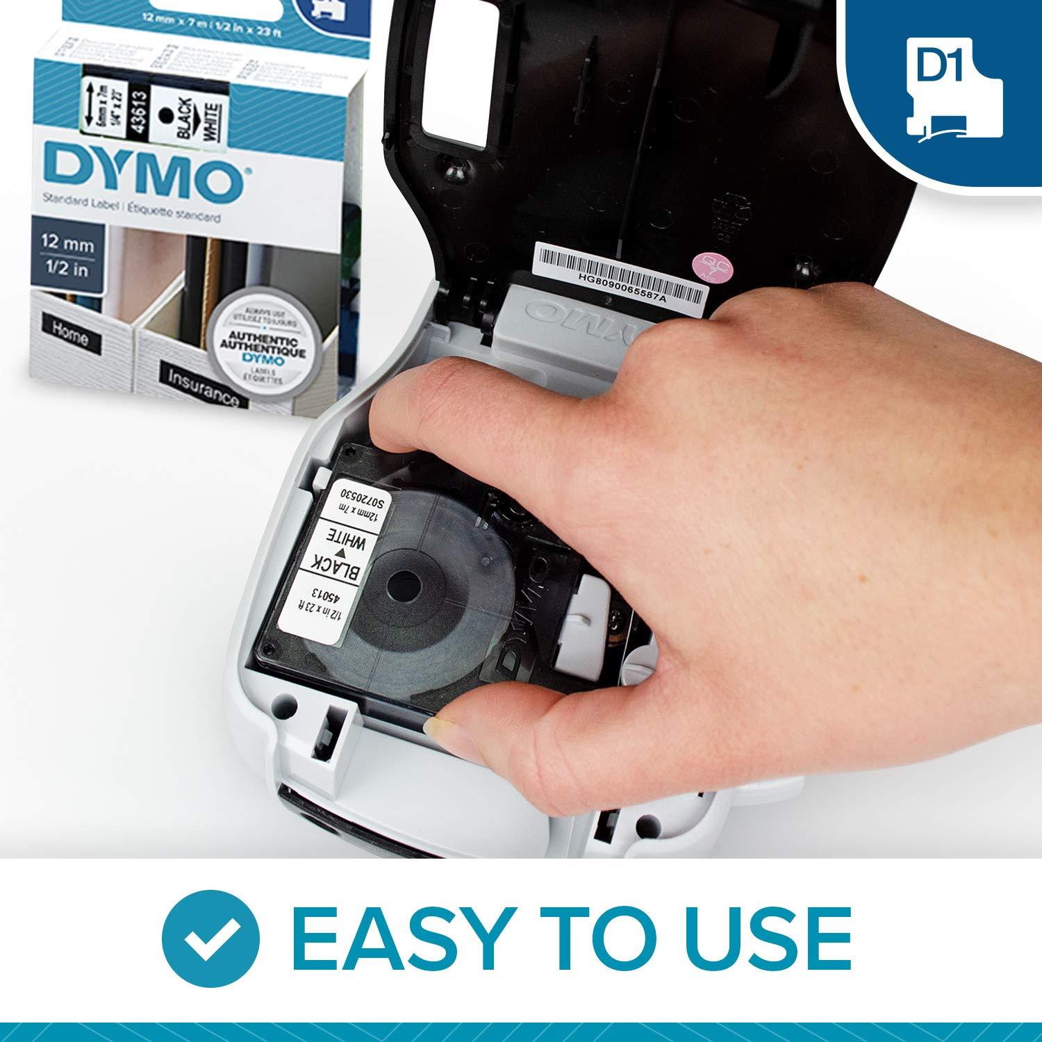 DYM45021 - Dymo White on Black D1 Label Tape