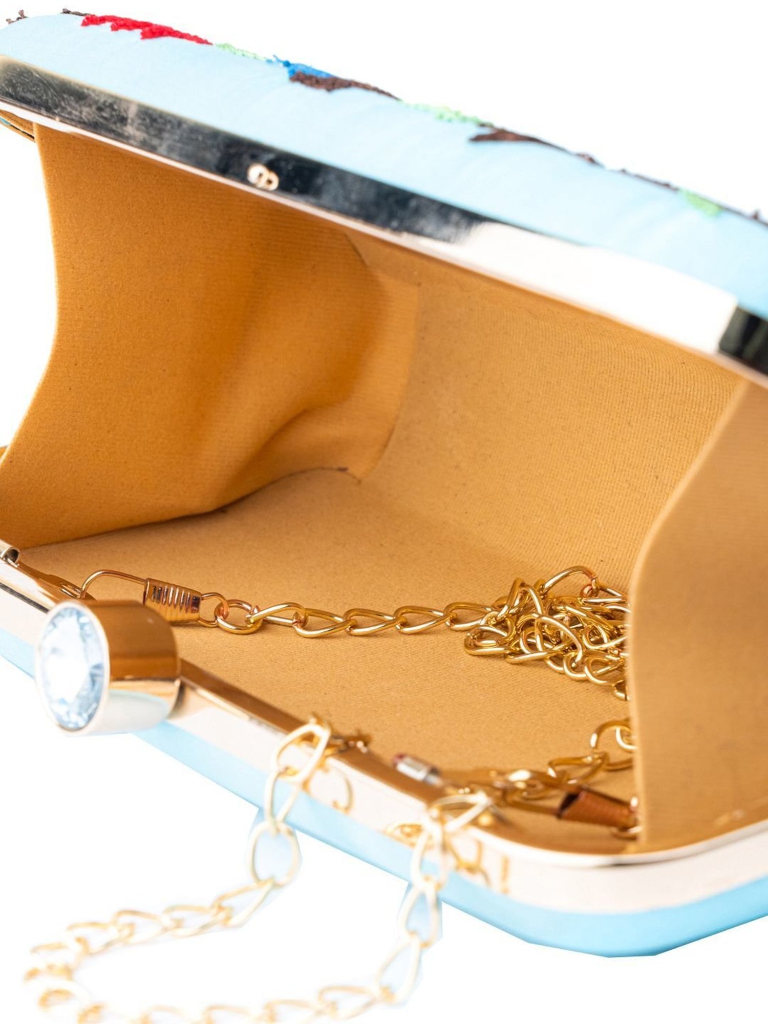 NR by Nidhi Rathi Blue Fabric Minaudiere Clutch