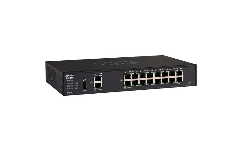 Cisco RV345 Router - 18 Ports - Management Port - SlotsGigabit Ethernet - Rack-mountable