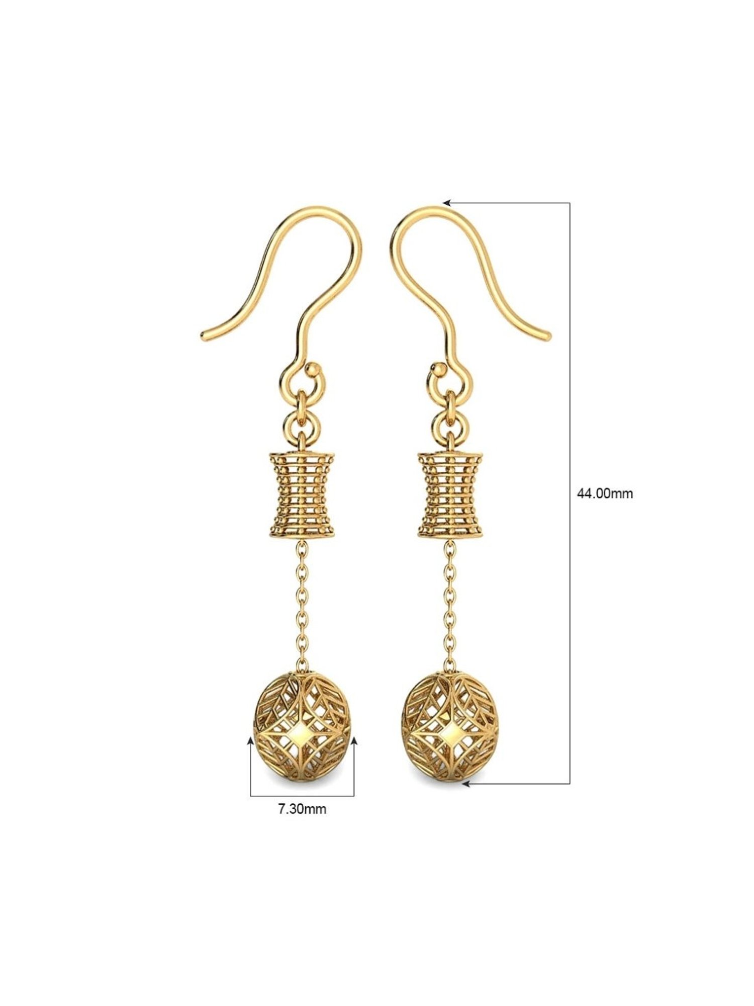 Candere by Kalyan Jewellers Peacock Collection 18k Yellow Gold Dangler Earrings for Women