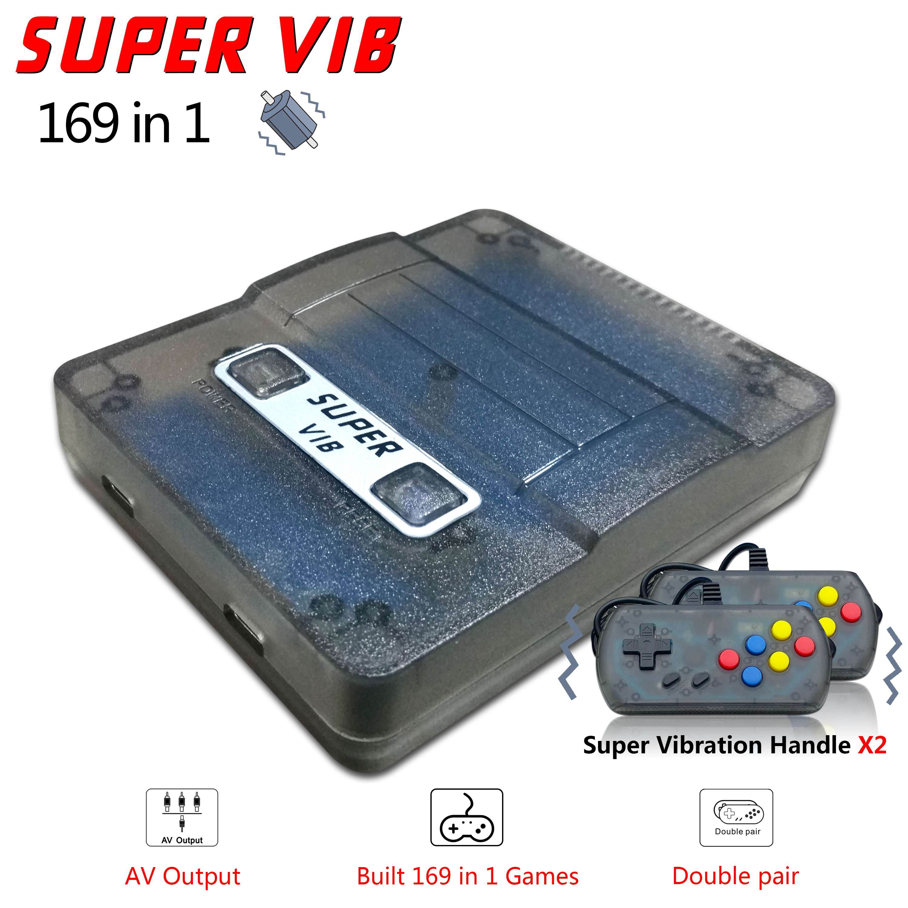 Super vib-tv vibrating handle SNES video game machine vibration game red and white machine FC home game machine (128M)