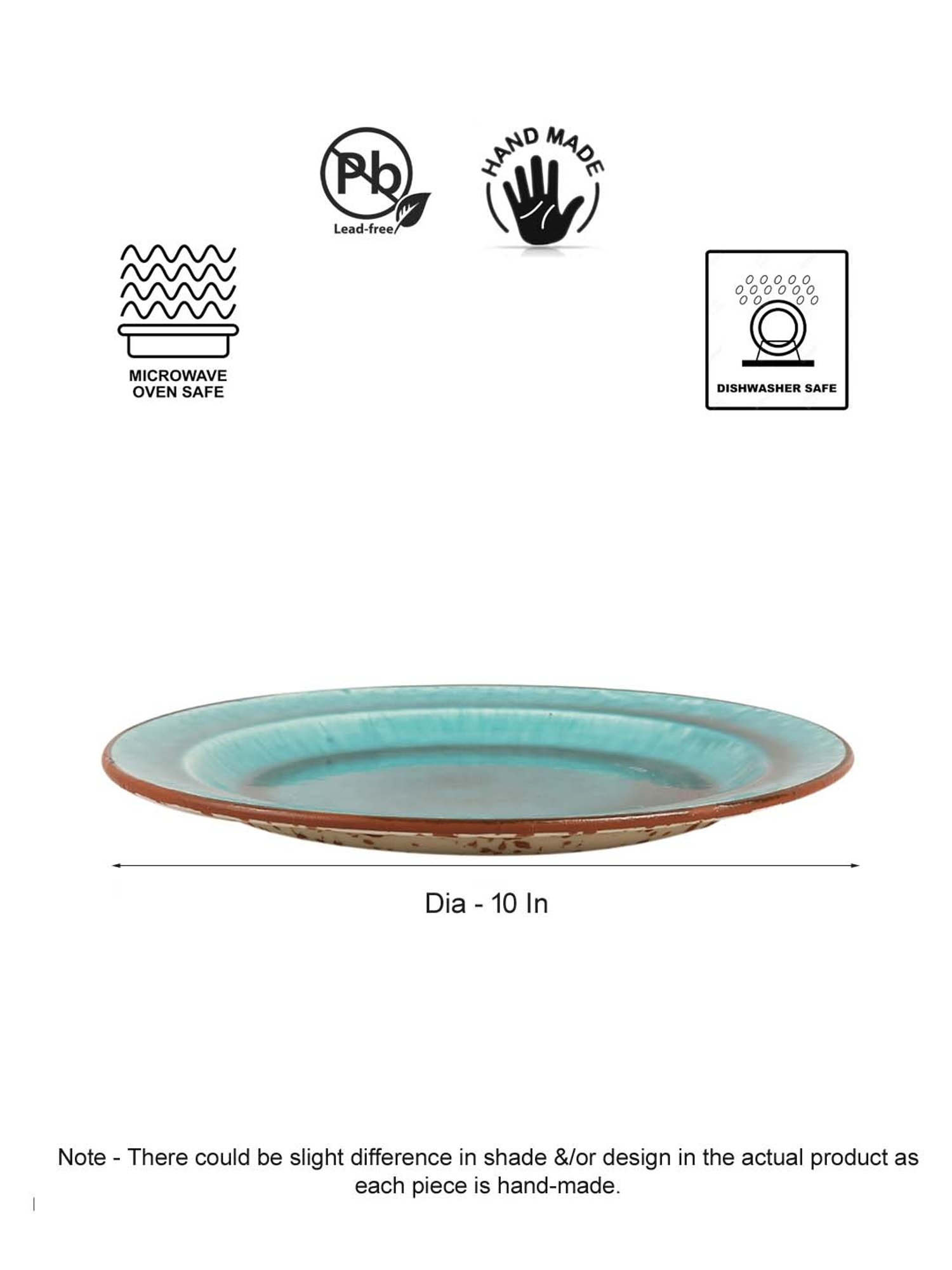 VarEesha Color Tones Green Ceramic Dinner Plates - Set of 4