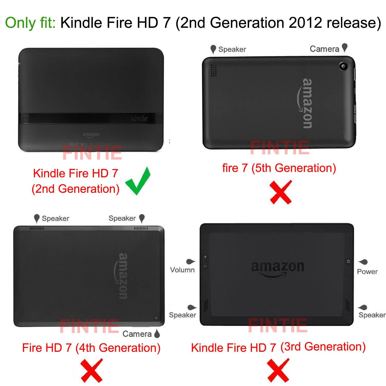 Fintie Folio Case for Kindle Fire HD 7" (2012 Old Model) - Slim Fit Leather Cover with Auto Sleep/Wake Feature (Will only fit Amazon Kindle Fire HD 7, Previous Generation - 2nd), Black