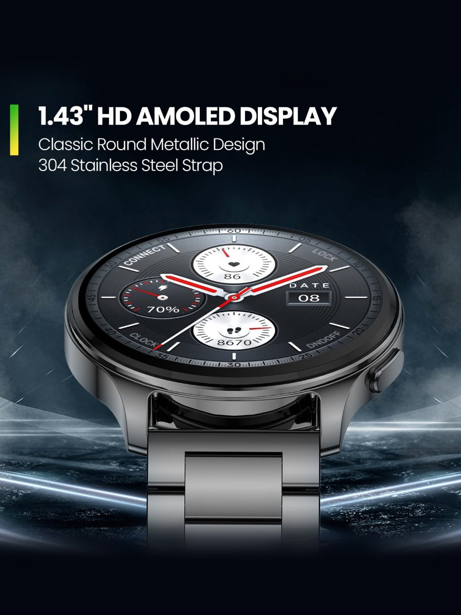Amazfit Pop 3R BT Calling Smartwatch with 1.43inch AMOLED Display & 12 Day Battery (Metallic Sliver)