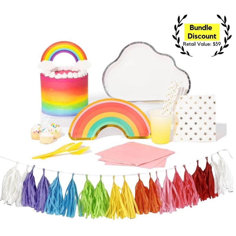82pc Rainbow Party Supplies Great Value Ultimate Kit