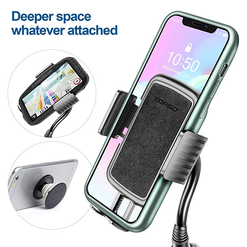 Upgraded]  Cup Holder Phone Mount Universal Adjustable Gooseneck Cup Holder Cradle Car Mount for Cell Phone iPhone Xs/XS Max/X/8/7 Plus/Galaxy