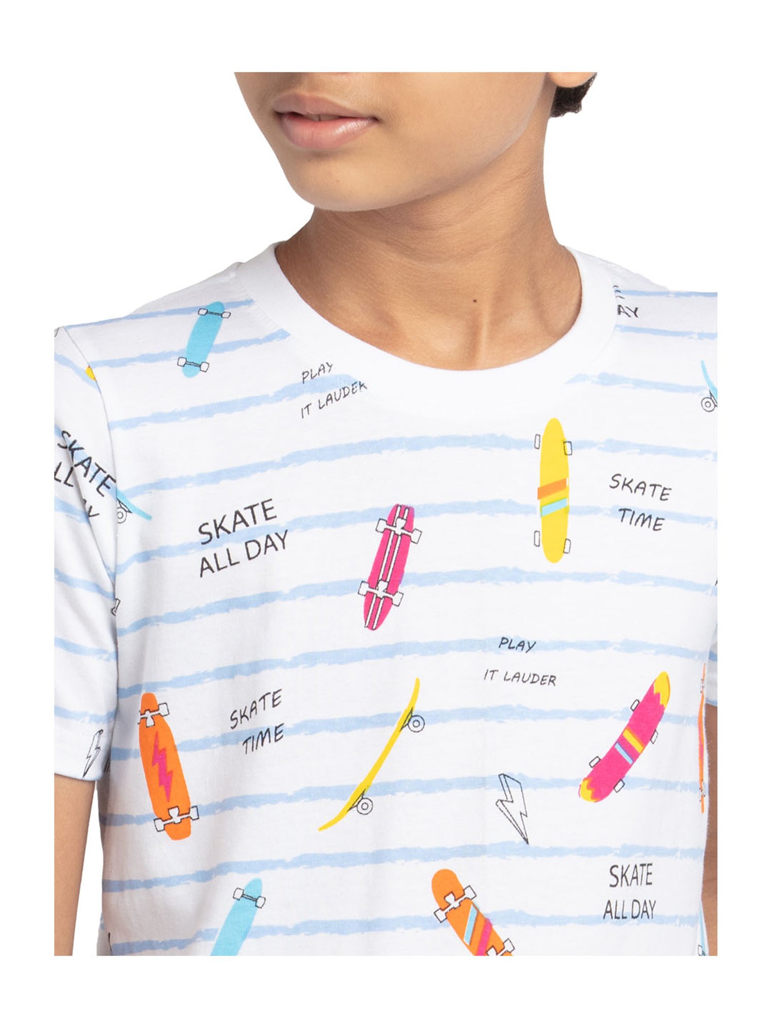 Under Fourteen Only Kids White Printed T-Shirt