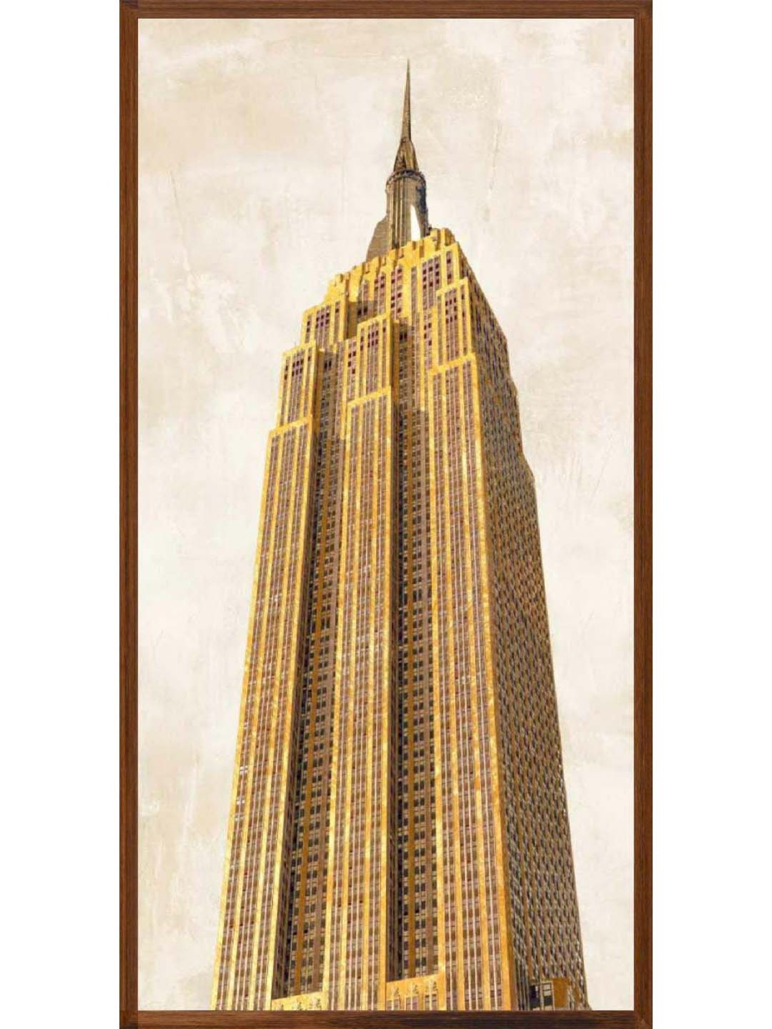 ARTE'VENUE Gilded Skyscraper Gold & Beige Canvas Wall Arts - Set of 3 (11 X 21 inch Each)