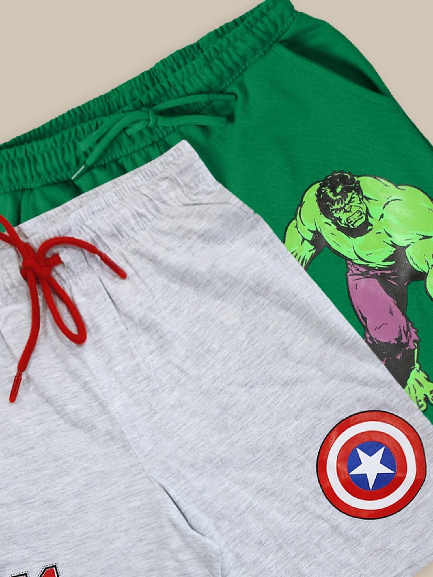 Kidsville Green & Grey Printed Shorts