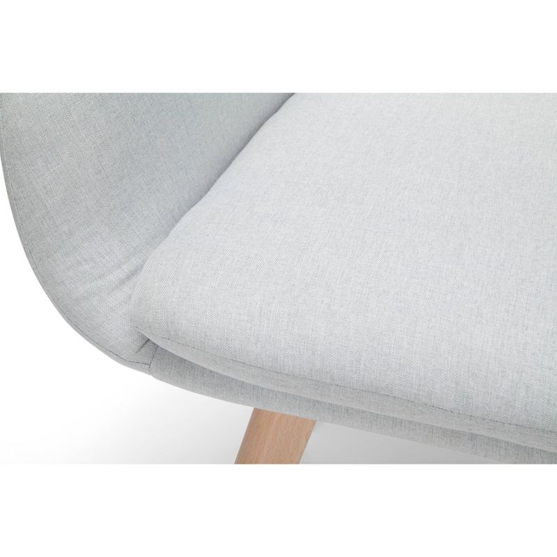 Set of 2 Tufted Fabric Mid-Century Modern Accent Chair with Arms Dining Chair Solid Beechwood Legs Light Gray - OFM