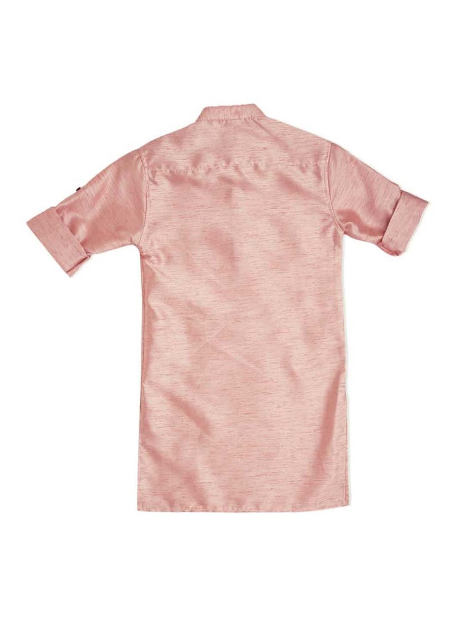 Cavio Kids Pink Cotton Embroidered Full Sleeves Kurta Set